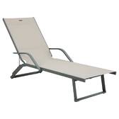 Sun lounger BAYAMO Linen / Laurel green 5 positions - Epoxy-treated aluminum, Texaline Linen / Laurel