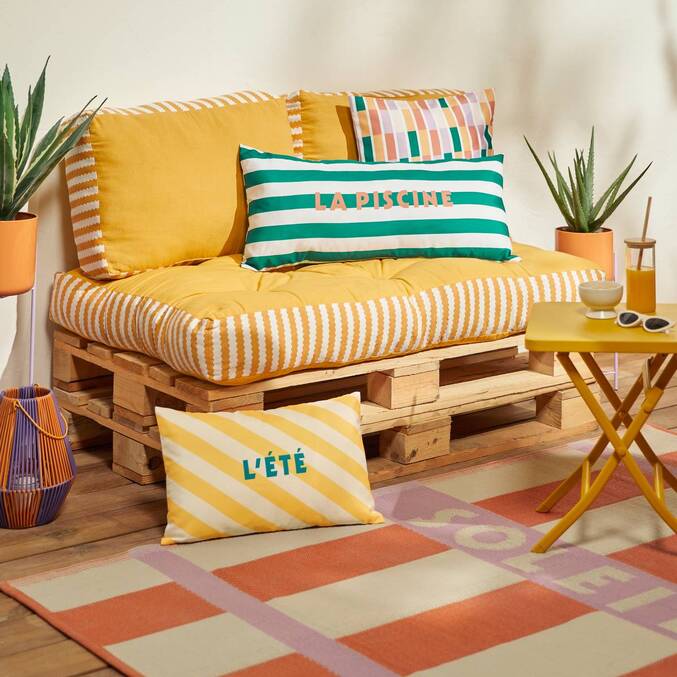 Rectangular outdoor floor cushion POOLSIDE Yellow 120 x 80 cm - Cotton Yellow