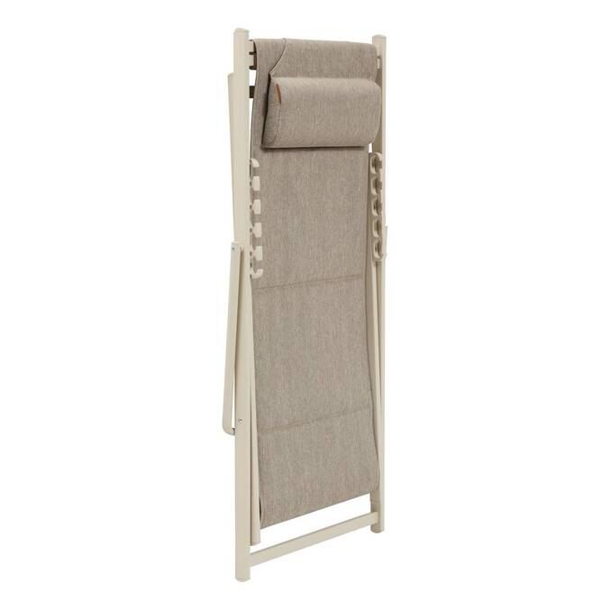 Folding garden deck chair LUNIVIA Clay 5 positions - Epoxy-treated aluminum, Texaline3704