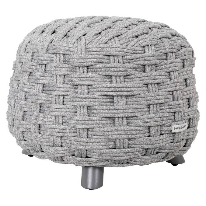 Round garden ottoman OBBAE Graphite 48.5 x 48.5 x 38 cm - Epoxy-treated aluminum, Polyester, Textilene Graphite