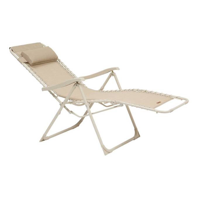 Garden recliner SILOS Linen beige Epoxy-coated steel, Texaline3886
