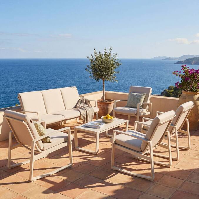 Garden armchair BOREANE Clay Epoxy-treated aluminum, Texaline Clay