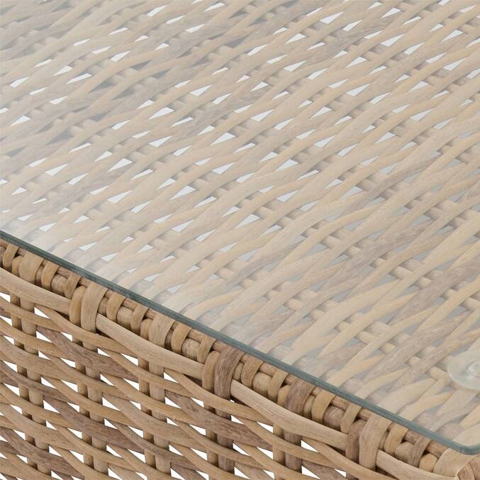Rectangular garden coffee table MOORÉA Savana 72 x 36 x 90 cm - Epoxy-coated aluminum, Glass Savana