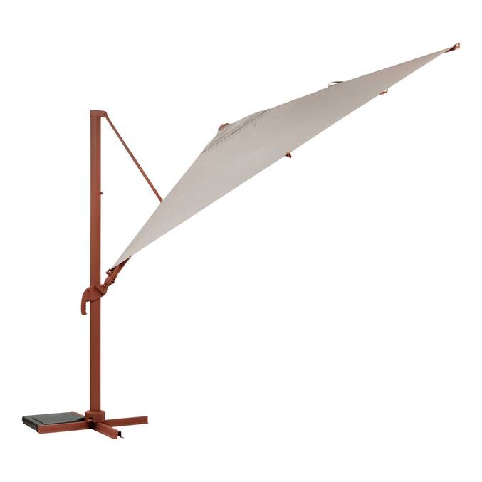 Tilt rectangular cantilever parasol MELHIA Linen / Mahogany 4 x 3 m - Steel, Aluminum, Olefin Linen / Mahogany Brown