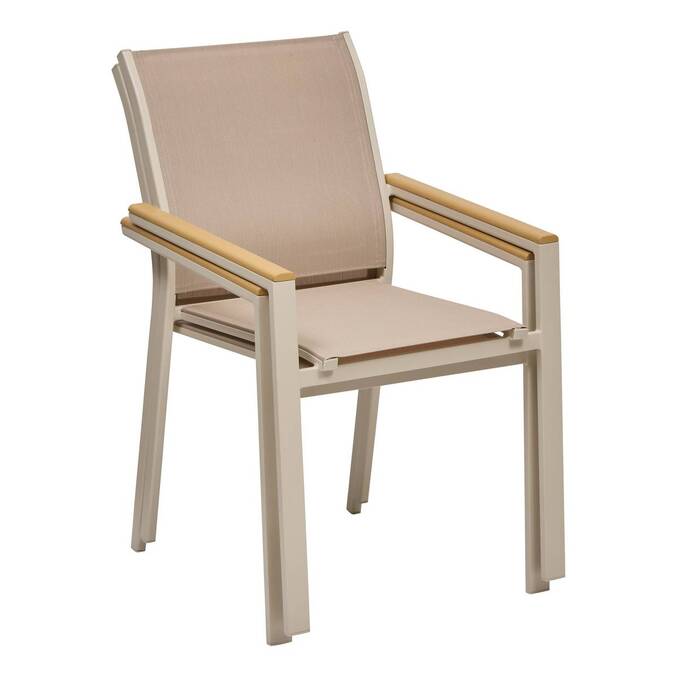 Garden chair with arms ESSENTIA Clay Epoxy-treated aluminum, FSC® certified acacia, Texaline Clay