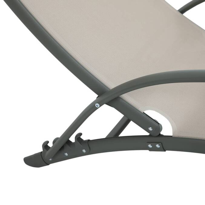 Sun lounger SAMBA Linen / Laurel green 4 positions - Epoxy-treated aluminum, Texaline Linen / Laurel