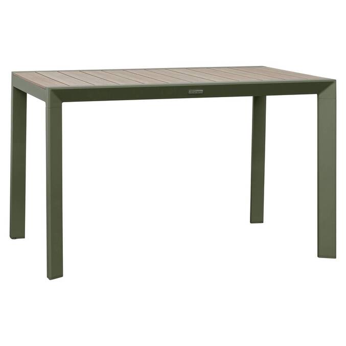 Rectangular garden table ÉVASION Linen / Laurel green 4 seats - Epoxy-coated aluminum Linen / Laurel