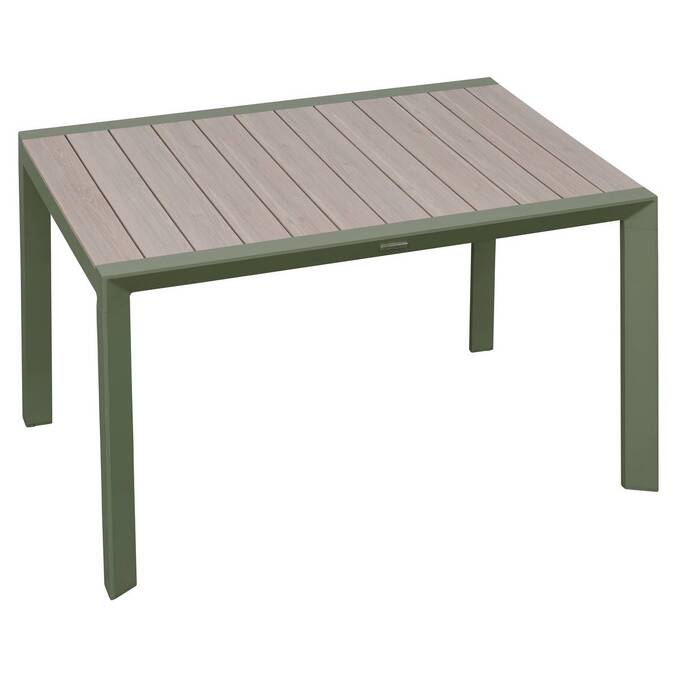 Rectangular garden table ÉVASION Linen / Laurel green 4 seats - Epoxy-coated aluminum Linen / Laurel