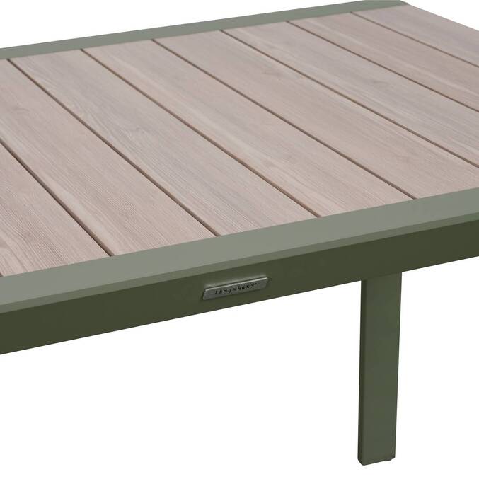 Rectangular garden table ÉVASION Linen / Laurel green 4 seats - Epoxy-coated aluminum Linen / Laurel