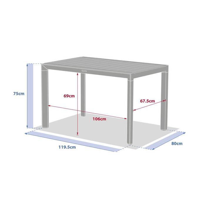 Rectangular garden table ÉVASION Linen / Laurel green 4 seats - Epoxy-coated aluminum Linen / Laurel