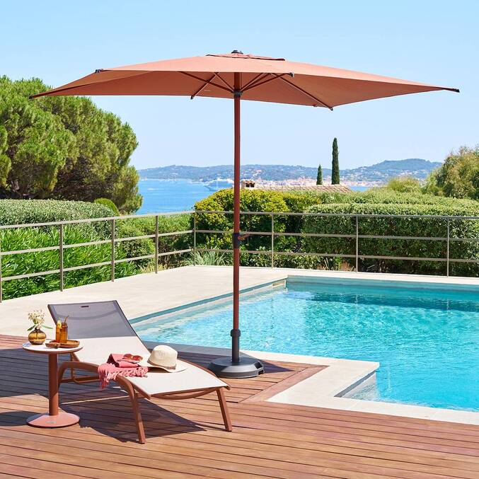 Tilt rectangular parasol LOOMPA Mahogany 3 x 2 m - Steel, Aluminum, Polyester Mahogany Brown
