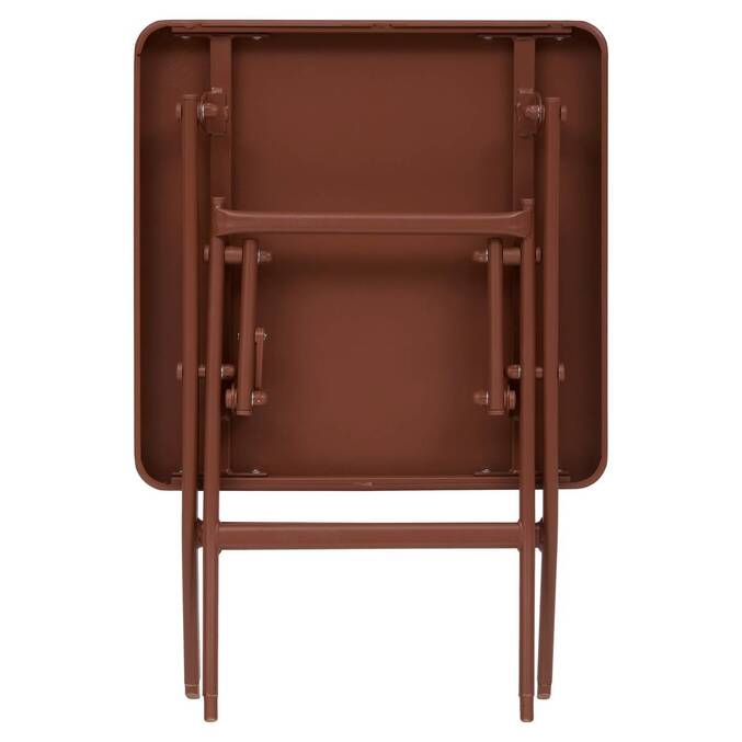 Folding square garden side table GREENSBORO Mahogany 40 x 40 cm - Steel, Reinforced Anti-Rust Treatment Mahogany Brown