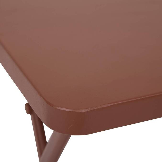 Folding square garden side table GREENSBORO Mahogany 40 x 40 cm - Steel, Reinforced Anti-Rust Treatment Mahogany Brown