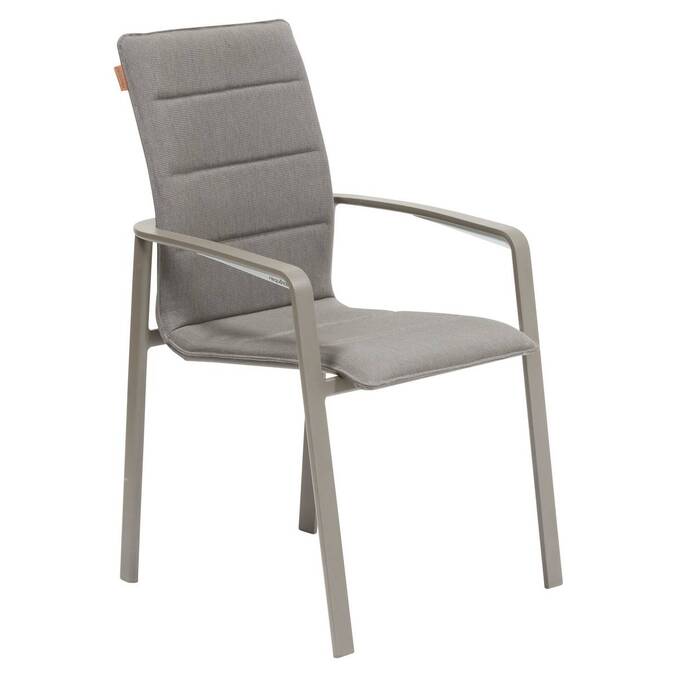 Garden chair with arms DIESE Badiane / Coffee Epoxy-treated aluminum, Texaline Star Anise / Coffee