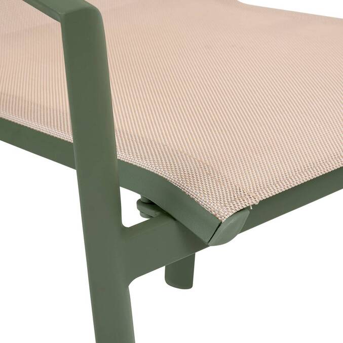 Garden chair with arms AXANT Linen / Laurel green Epoxy-treated aluminum, Texaline Linen / Laurel
