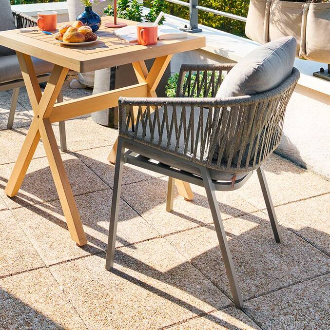 Set of 2 garden chairs ORIENGO Macchiato / Coffee Epoxy-treated aluminum, Polyester3868