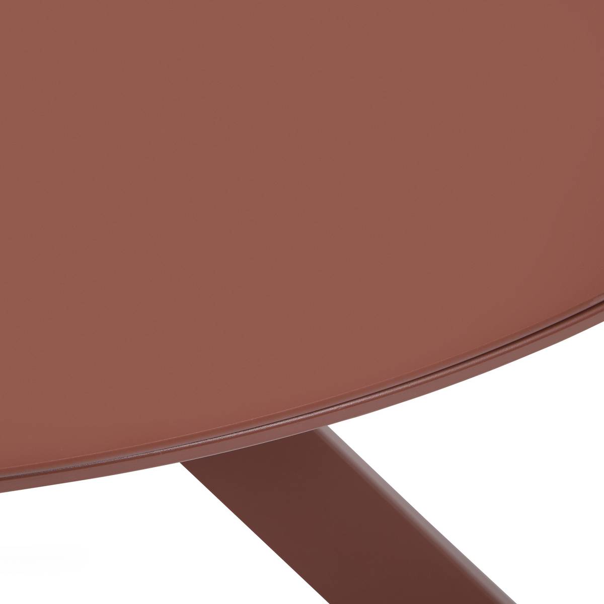 Round Garden Table ORYON Mahogany 6 seats - Epoxy-treated aluminum, Glass Mahogany Brown