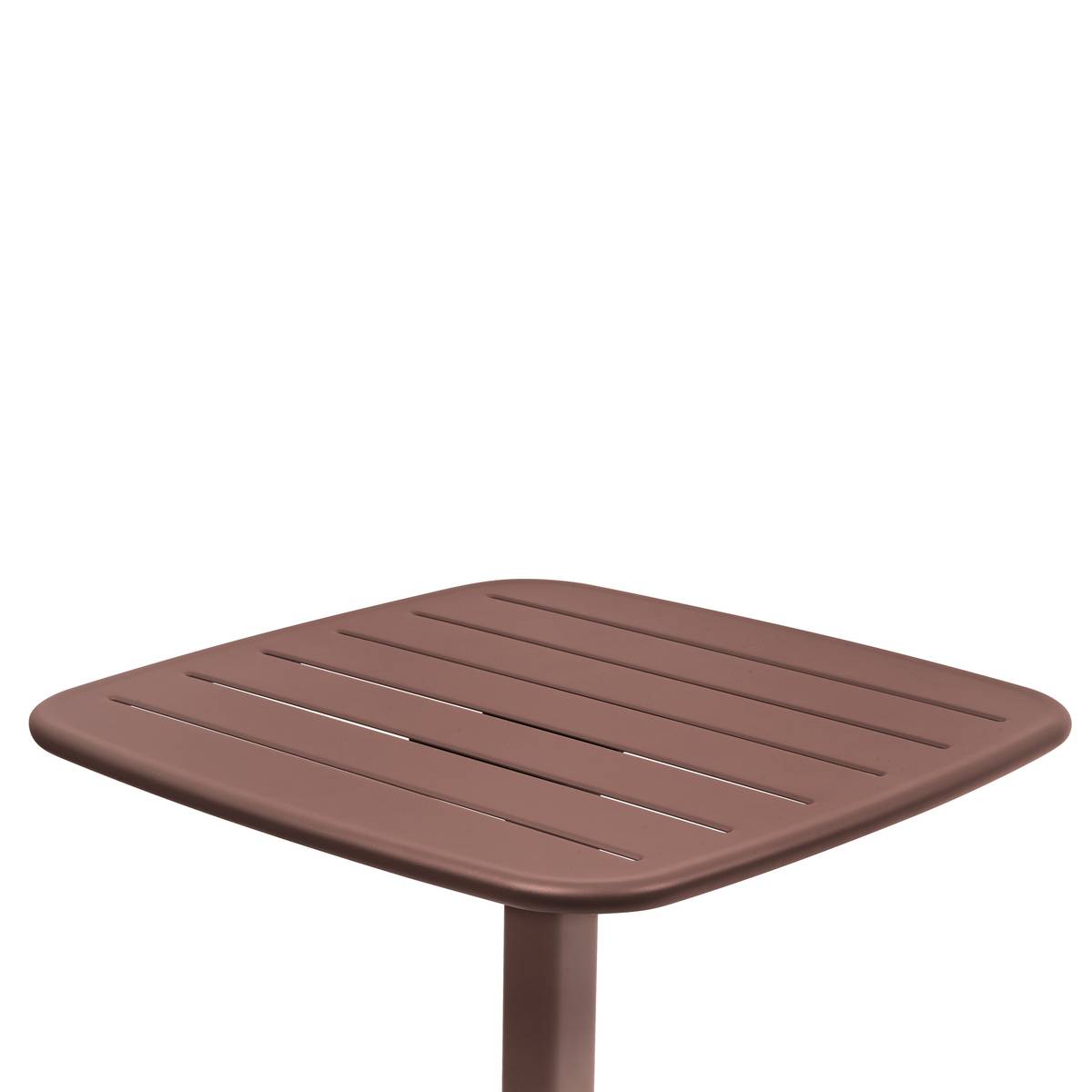 Square Garden High Table ALEGORIA Mahogany 2 seats - Epoxy-treated steel, Reinforced anti-rust treatment Mahogany Brown