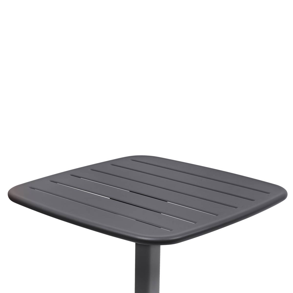 Square high garden table ALEGORIA Graphite 2 seats - Epoxy-treated steel, Reinforced anti-rust treatment Graphite