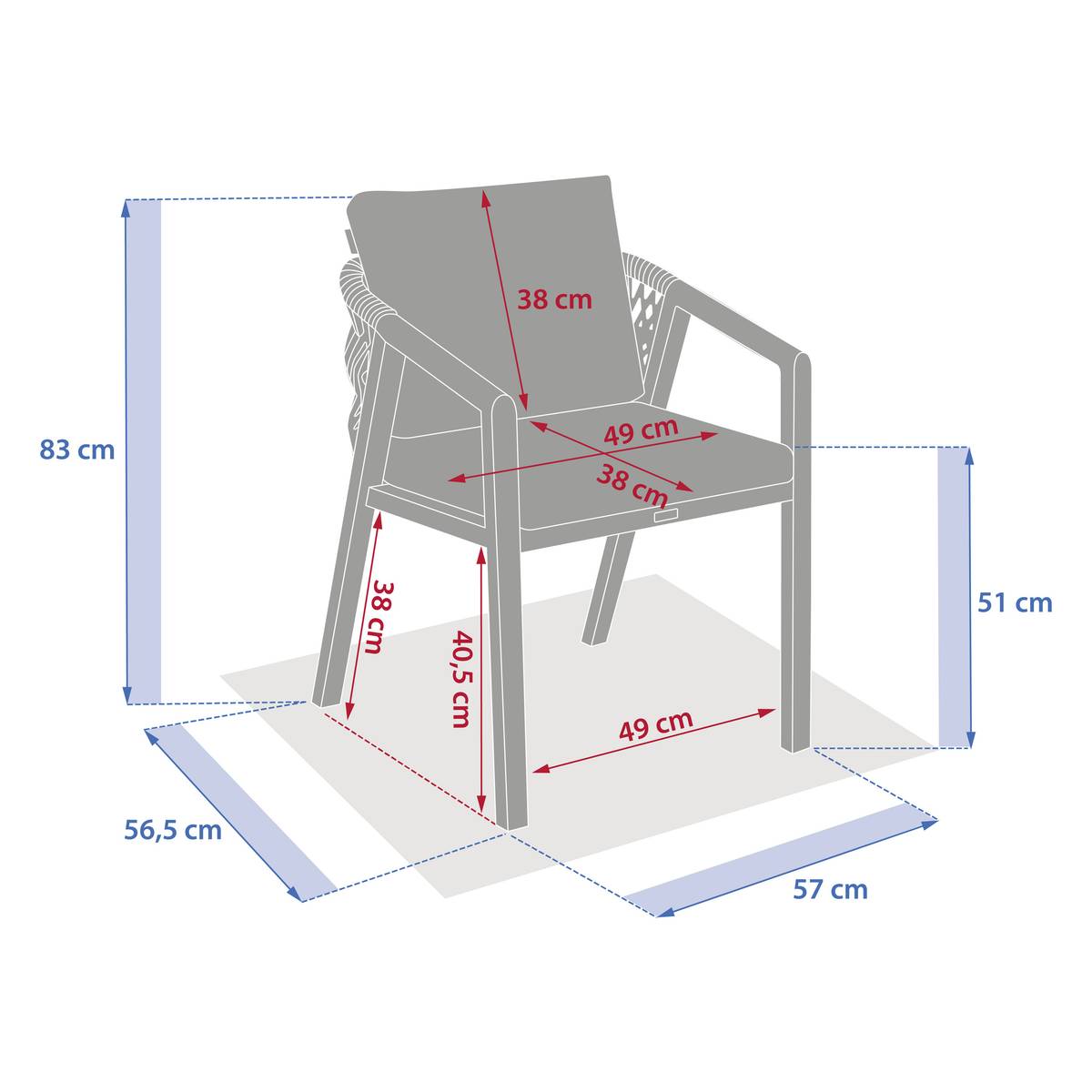 Garden chair with arms MYLORE Beige / Honey Epoxy treated aluminum, Recycled polyester Beige / Honey