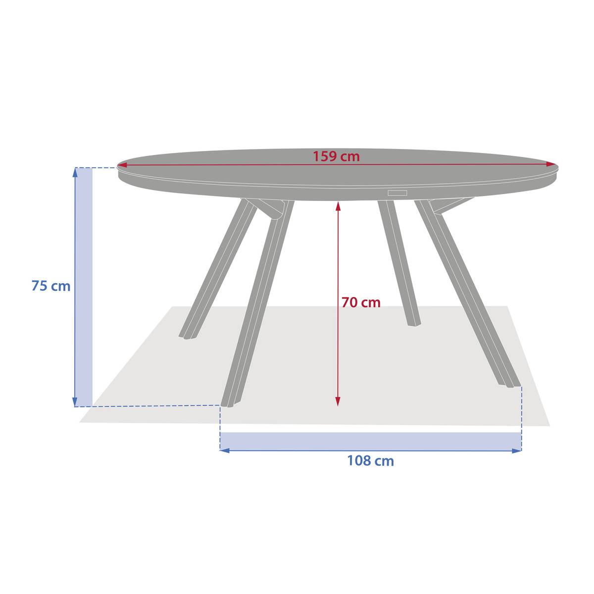 Round garden table NELORA Beige / Honey 8 seats - Epoxy-treated aluminum, Sintered stone Beige String / Honey
