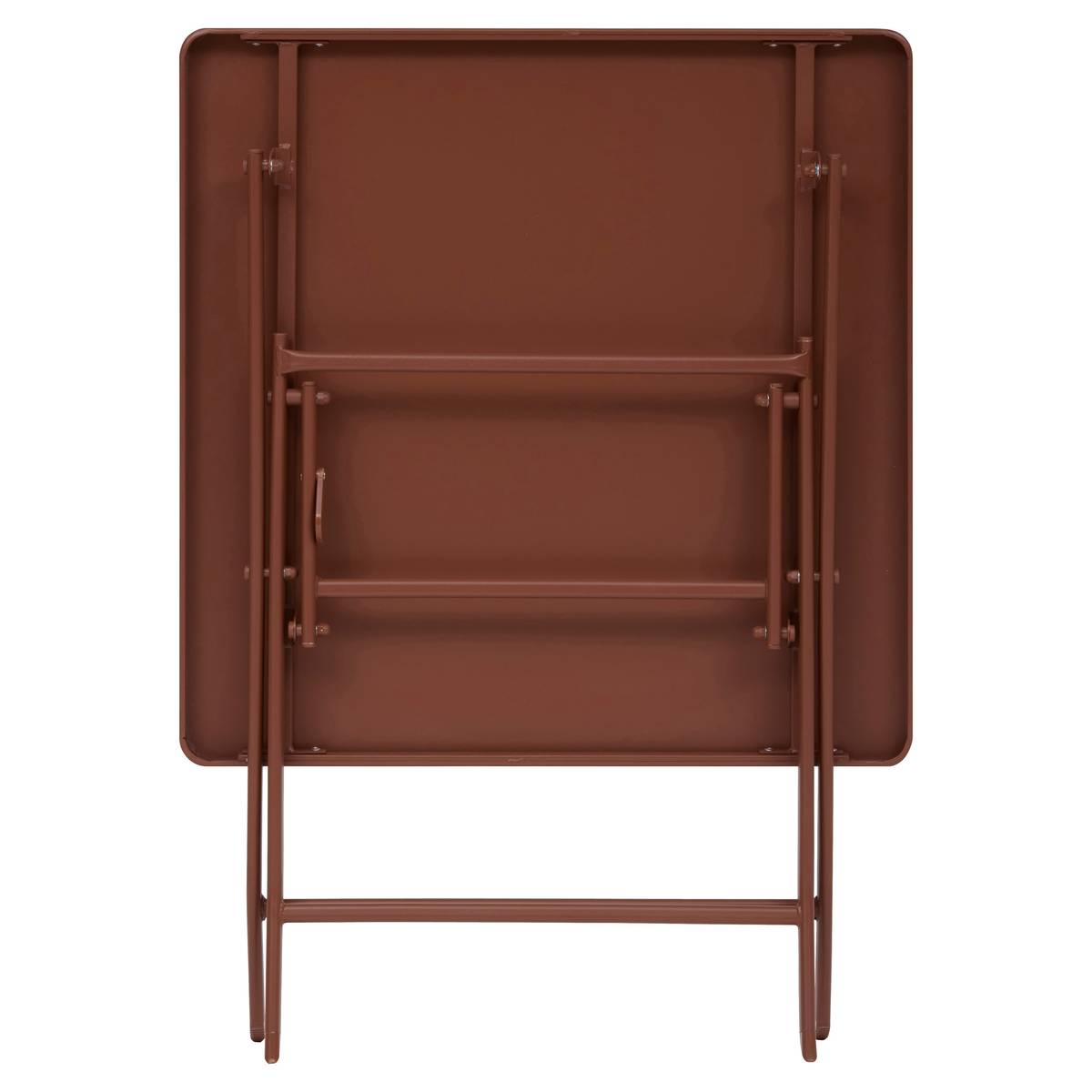 Folding balcony table GREENSBORO Mahogany 2 seats - Steel, Reinforced anti-rust treatment Mahogany Brown