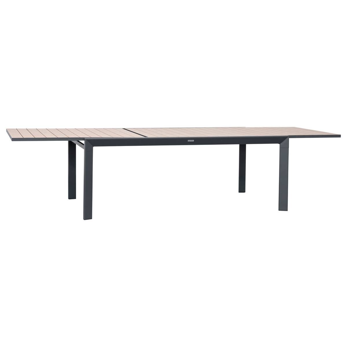 Rectangular extendable garden table EVASION Honey / Graphite 12 seats - Epoxy-coated aluminum Honey / Graphite