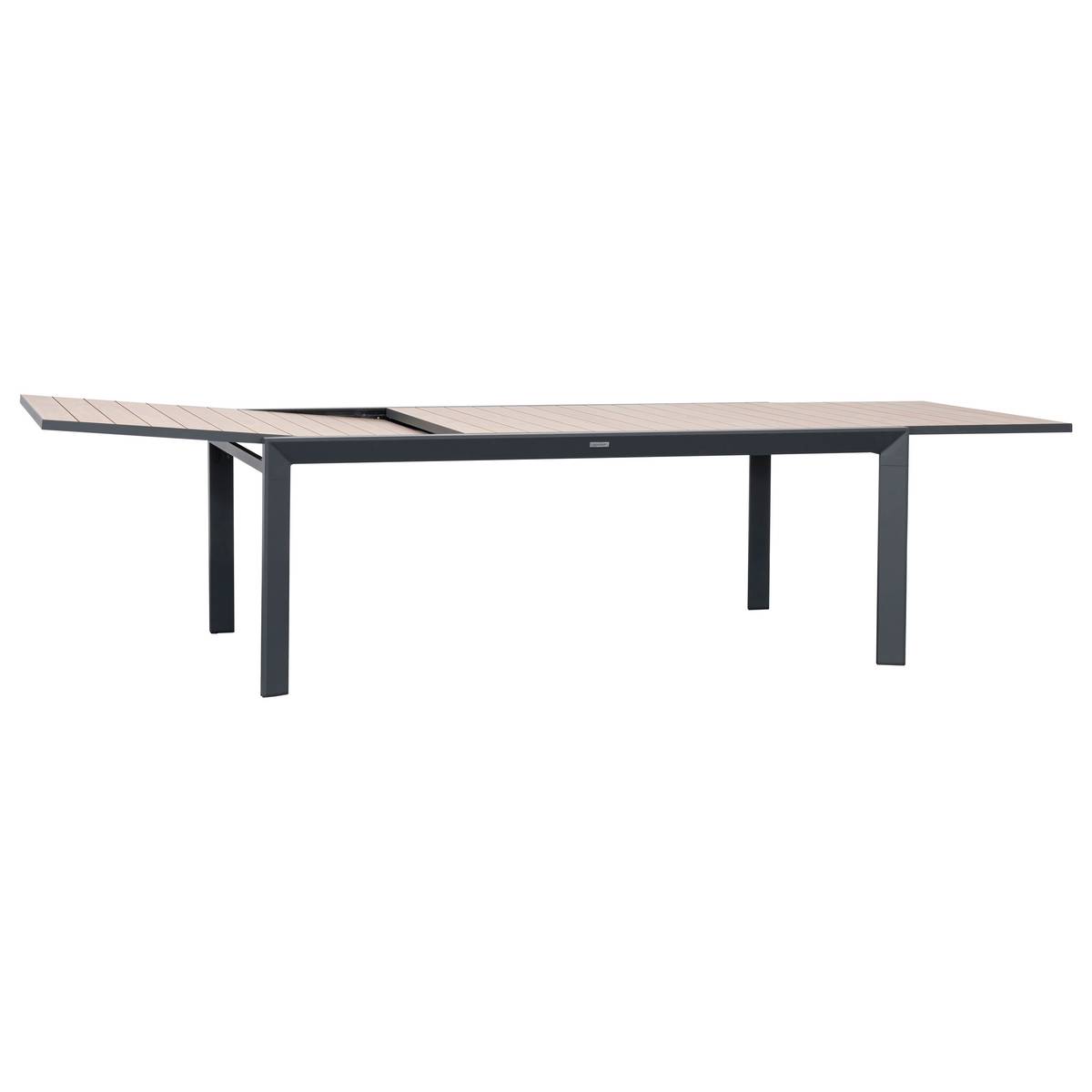 Rectangular extendable garden table EVASION Honey / Graphite 12 seats - Epoxy-coated aluminum Honey / Graphite