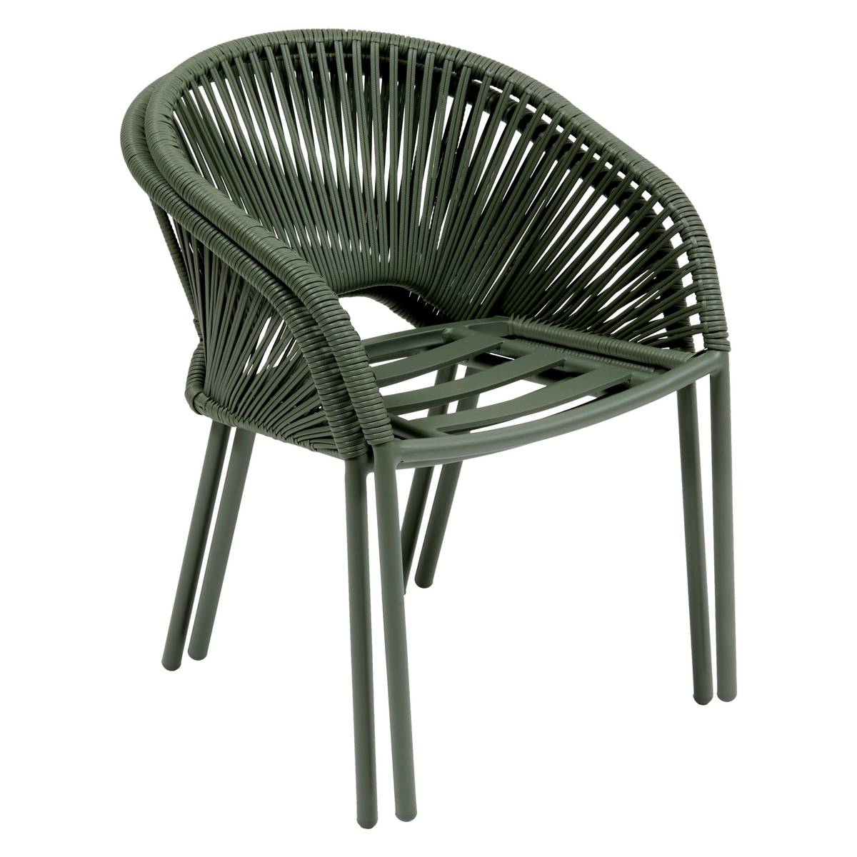 Garden chair with arms ORYON Laurel green Epoxy-treated aluminum, Olefin Laurel
