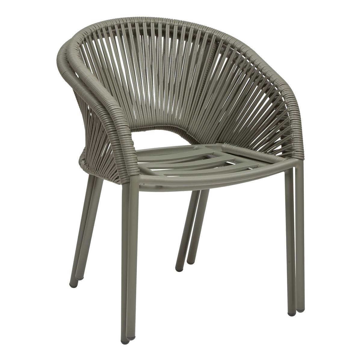 Garden chair with arms ORYON Laurel green Epoxy-treated aluminum, Olefin Laurel
