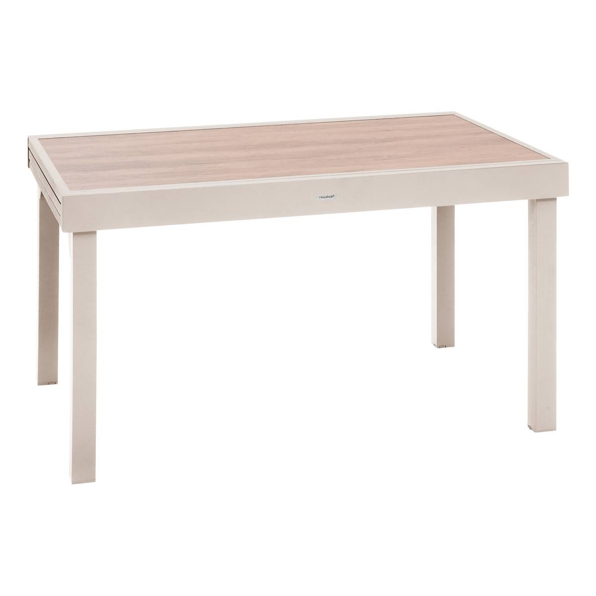Rectangular extendable garden table PIAZZA Spelt / Clay 12 seats - Epoxy-coated aluminum, Tempered glass Spelt / Clay