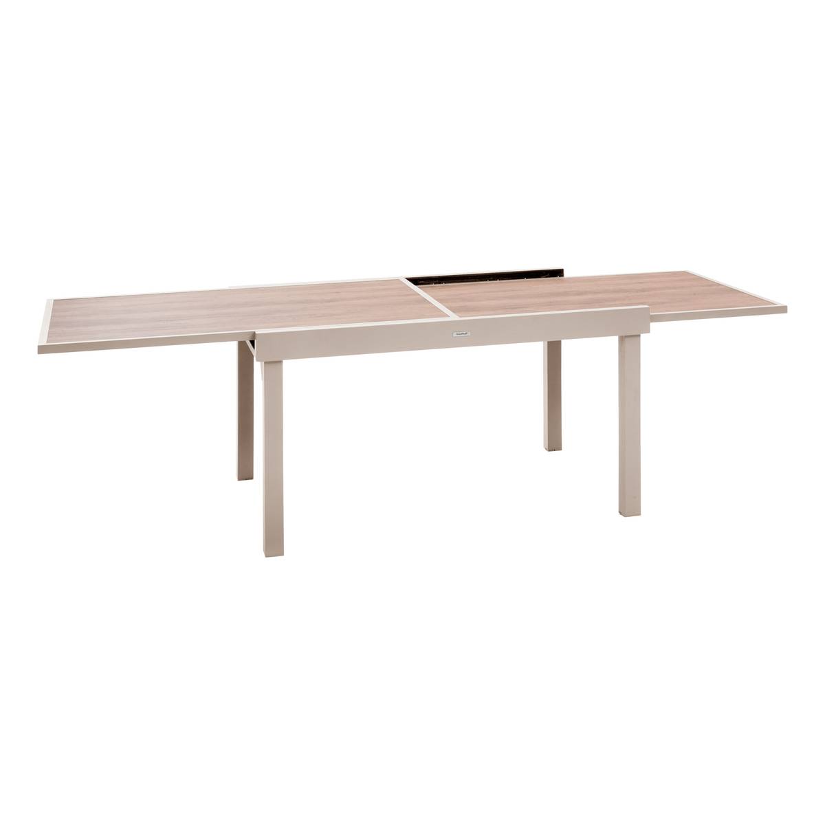 Rectangular extendable garden table PIAZZA Spelt / Clay 12 seats - Epoxy-coated aluminum, Tempered glass Spelt / Clay