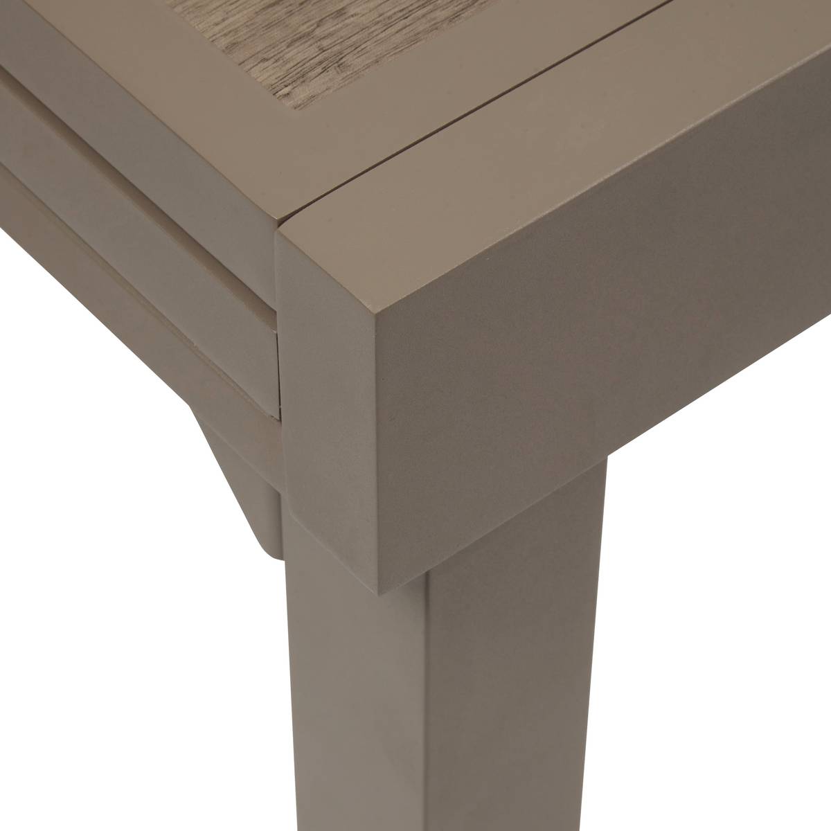 Square extendable garden table PIAZZA Truffle / Coffee 8 seats - Epoxy-treated aluminum, Tempered glass Truffle / Coffee