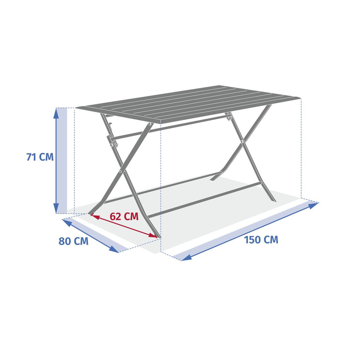 Rectangular folding garden table AZUA Truffle / Coffee 6 seats - Epoxy-treated aluminum, Glass Truffle / Coffee