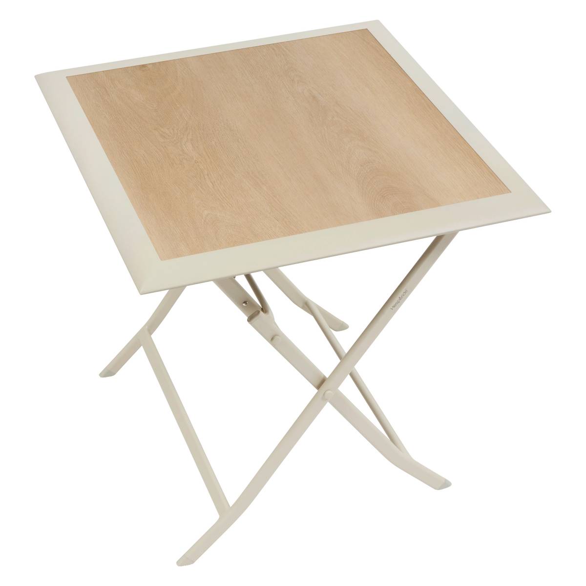 Folding square garden table AZUA Spelt / Clay 2 seats - Epoxy-treated aluminum, Glass Spelt / Clay