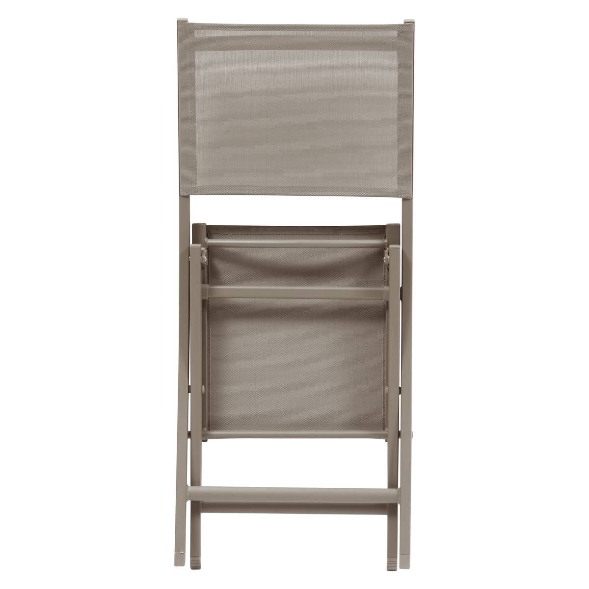 Set of 4 folding garden chairs ESSENTIA Hazelnut / Coffee Epoxy treated steel, Epoxy treated aluminum, Texaline Hazelnut / Coffee
