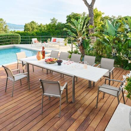 Rectangular extendable garden table LUZANE Clay / Coffee 12 seats - Aluminum