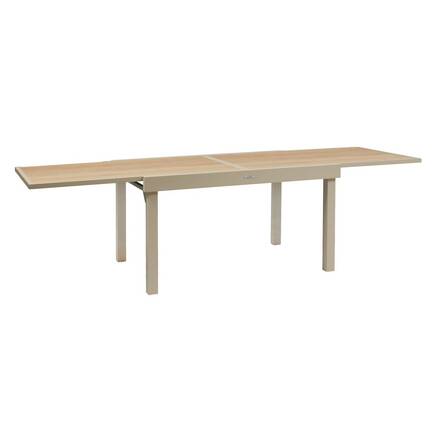 Rectangular extendable garden table PIAZZA Spelt / Clay 10 seats - Epoxy treated aluminum, Tempered glass