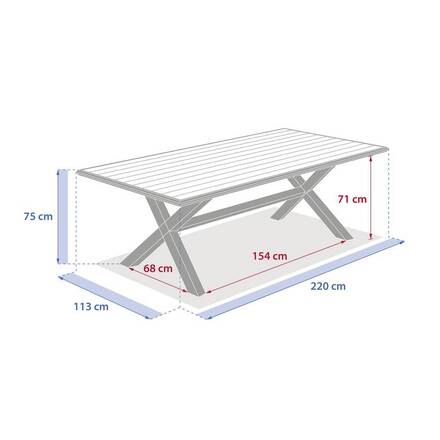 Rectangular garden table AXIOME Clay / Honey 8 seats - Epoxy-coated aluminum
