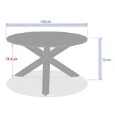 Round Garden Table ORYON Mahogany 6 seats - Epoxy-treated aluminum, Glass Mahogany Brown