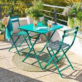 Folding balcony table GREENSBORO Opal green 2 seats - Steel, Reinforced anti-rust treatment Opal Green