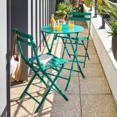 Folding balcony table GREENSBORO Opal green 2 seats - Steel, Reinforced anti-rust treatment Opal Green