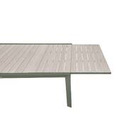 ÉVASION square extendable garden table Linen / Laurel green 12 seats - Epoxy-coated aluminum Linen / Laurel