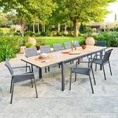 Rectangular extendable garden table EVASION Honey / Graphite 12 seats - Epoxy-coated aluminum Honey / Graphite