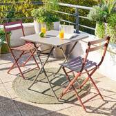 GREENSBORO Café Square Folding Garden Table 2 seats - Epoxy-treated steel, Reinforced anti-rust treatment Coffee