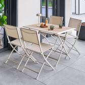 Rectangular folding garden table AZUA Spelt / Clay 4 seats - Epoxy-treated aluminum, Glass Spelt / Clay