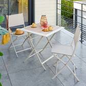 Folding square garden table AZUA Spelt / Clay 2 seats - Epoxy-treated aluminum, Glass Spelt / Clay