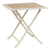 Folding square garden table AZUA Spelt / Clay 2 seats - Epoxy-treated aluminum, Glass Spelt / Clay