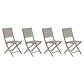 Set of 4 folding garden chairs ESSENTIA Hazelnut / Coffee Epoxy treated steel, Epoxy treated aluminum, Texaline Hazelnut / Coffee