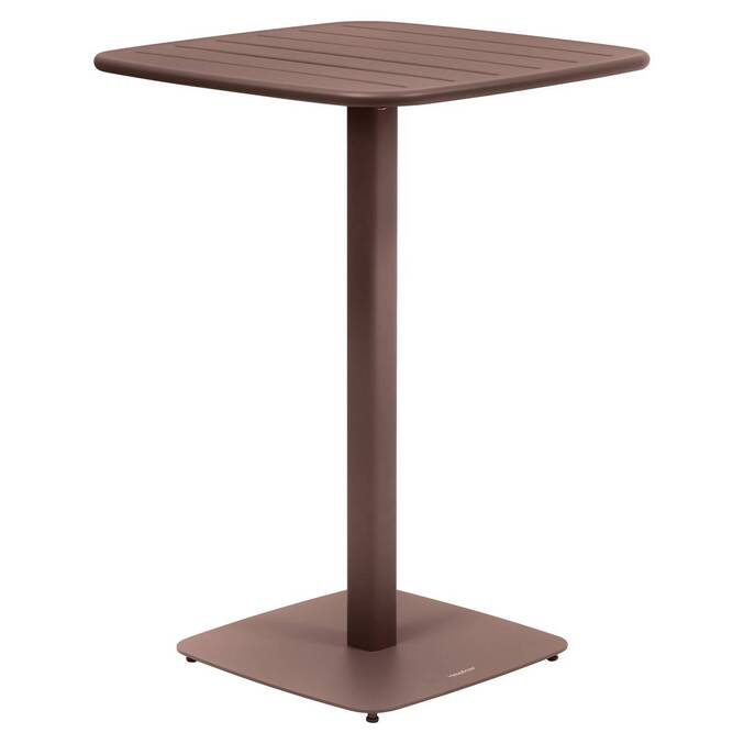 Square Garden High Table ALEGORIA Mahogany 2 seats - Epoxy-treated steel, Reinforced anti-rust treatment Mahogany Brown